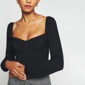 Reformation Black Bustier Blouse Reign Top